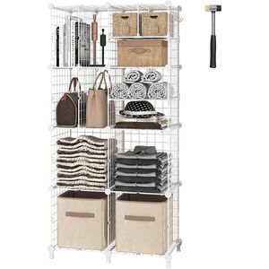 AWTATOS Closet Organizer, Wire 8 Cube Storage Organizer, DIY Portable Closet
